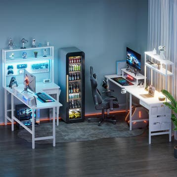 Gaming bureau - Gaming desk - Hoekbureau - 150x100 cm - Wit, Verzenden, Zo goed als nieuw