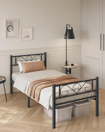 Stijlvol Metalen Bedframe 90x200 cm - Zwart, Verzenden, Nieuw