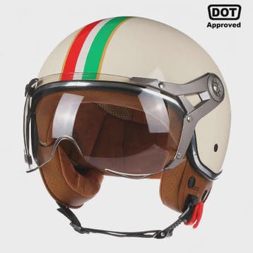 Retro Jethelm Open Face Motorhelm met Afneembaar Vizier - Vi, Fietsen en Brommers, Brommerhelmen, Verzenden, Nieuw