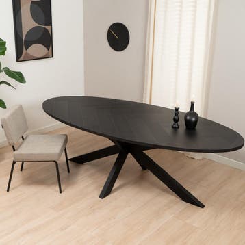 50% Korting: Visgraat eettafel zwart ovaal Joren PVC 240 x, Huis en Inrichting, Ophalen, Zo goed als nieuw, Ovaal, Scandinavisch, Modern