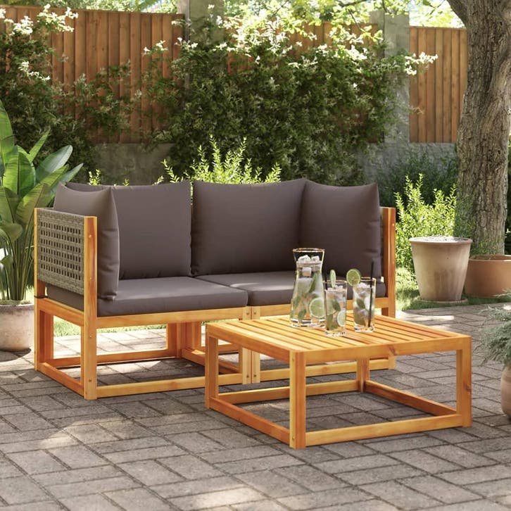 vidaXL Tuinbanken Hoekbanken met Kussens 2 st acaciahout &, Tuin en Terras, Tuinsets en Loungesets, Nieuw, Hardhout, Verzenden