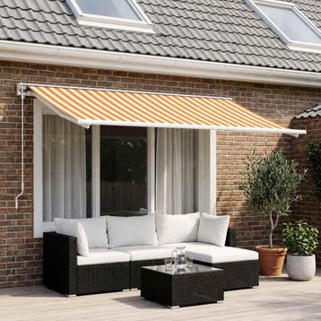 vidaXL Vervangingsdoek voor zonnescherm Geel en Wit 400 ×, Tuin en Terras, Verzenden, Nieuw
