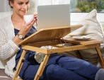 Laptoptafel Bamboe 55x28x35cm met ventilatiegaten en lade, Huis en Inrichting, Complete inboedels, Verzenden