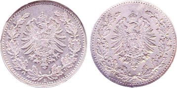 Duitsland Probe 50 Pfennig Muenzzeichen E Ag 900 Ruecksei..., Verzenden