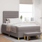 vidaXL Boxspring bed met hoofdeinde Taupe 190 x 120 cm Stof, Verzenden, Nieuw