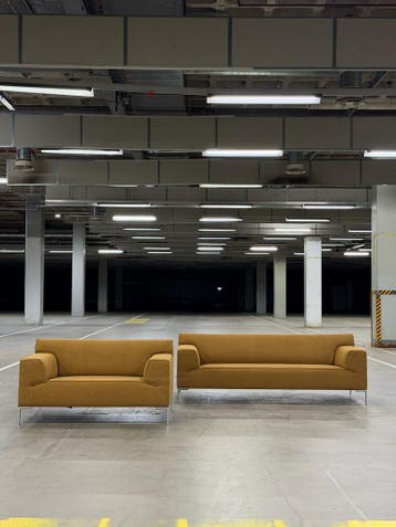 Design on Stock Bloq 3-zits + Loveseat | NIEUWSTAAT+Garantie, Stof, 75 tot 100 cm, Ophalen of Verzenden, Zo goed als nieuw