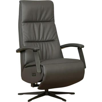 Grijze leren relaxfauteuil, Ophalen of Verzenden, Nieuw, Leer