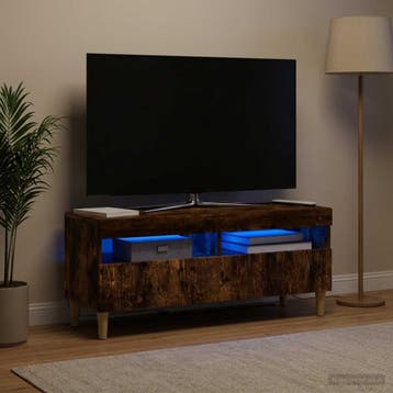 vidaXL LED tv-meubel Gerookt eiken Bewerkt hout, Huis en Inrichting, Minder dan 50 cm, Verzenden, Nieuw, Minder dan 100 cm