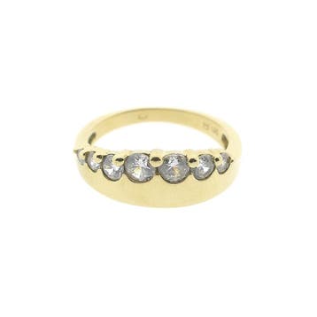 Gouden rijring met zirconia, Gebruikt, Ophalen of Verzenden, 17 tot 18, Met edelsteen