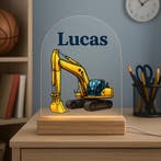 Nachtlampje Graafmachine | Geel | Gepersonaliseerd met e..., Nieuw