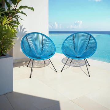 2 tuinstoelen Santana in Acapulco-design - blauw, Verzenden, Nieuw
