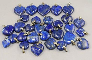Lapis Lazuli-edelsteen Hartvormige hangers - Hoogte: 35 mm -