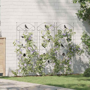 vidaXL Tuinhek 3 pcs Zwart 110 x 40 cm Staal, Verzenden, Nieuw