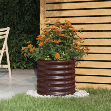 vidaXL Plantenbak 40x40x36 cm gegalvaniseerd staal bruin, Verzenden, Minder dan 60 cm, Nieuw, Metaal