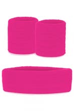 Kind Zweetbandjes Set Roze Kinder Hoofdband Polsbandjes Pink, Ophalen of Verzenden, Nieuw, Carnaval, Accessoires