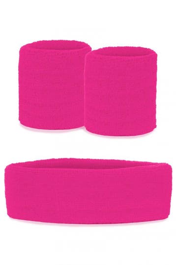 KIMU® Kind Zweetbandjes Set Roze Kinder Hoofdband Polsbandje, Ophalen of Verzenden, Nieuw, Carnaval, Accessoires
