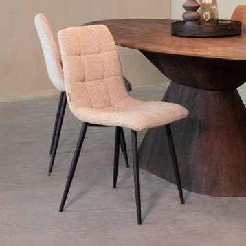 NIEUW IN DOOS – Label51 Stoel Juul – Beige Bouclé – Nu €39!, Huis en Inrichting, Metaal, Overige kleuren, Industrieel landelijk modern strak