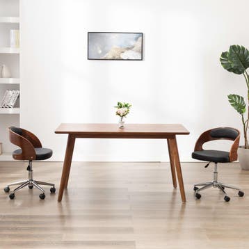 vidaXL Kantoorstoel draaibaar gebogen hout en kunstleer, Verzenden, Nieuw