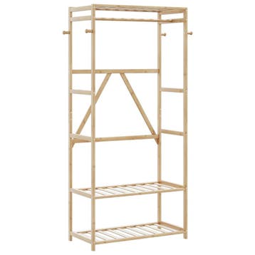 vidaXL Kledingrek met schappen 80x40x175 cm bamboe, Verzenden, Nieuw