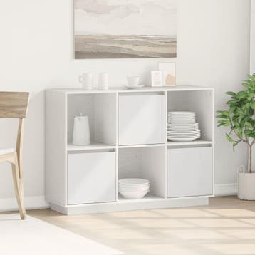 vidaXL Dressoir 110,5x35x80 cm massief grenenhout wit, Huis en Inrichting, Kasten | Dressoirs, 100 tot 150 cm, Verzenden, Nieuw