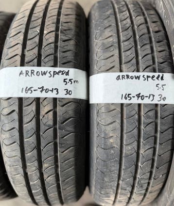2x 165-70-13 Arrowspeed Zomer 2x 5.5mm €30 PerBand 165 70 13, Ophalen, Gebruikt, 13 inch, Band(en)
