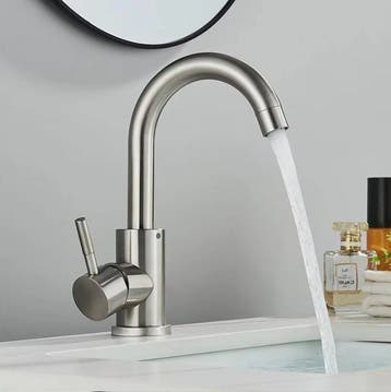 Roestvrijstalen Wastafelkraan - Gedrogeerd Staal / Mat Zwart, Doe-het-zelf en Verbouw, Sanitair, Verzenden, Nieuw, Kraan