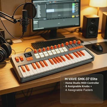 M-VAVE SMK-37 MIDI Keyboard Controller: 37 Velocity Keys, 16, Verzenden, Nieuw