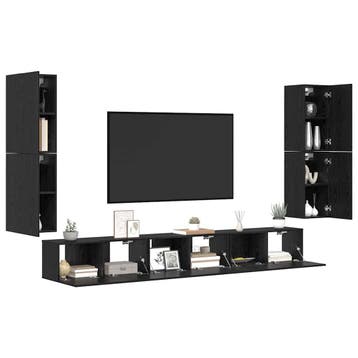 vidaXL TV Eenheden 4 st 80 x 30 x 30,5 cm Zwart Eiken, Minder dan 50 cm, Verzenden, Nieuw, Minder dan 100 cm