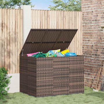 vidaXL Tuinbox 145x100x103 cm polyetheen rattan bruin, Verzenden, Nieuw