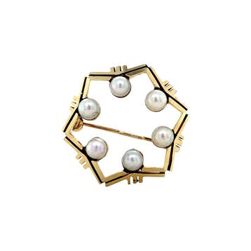 Gouden broche met parel 14 krt, Ophalen of Verzenden, Nieuw