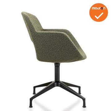 Bouclé - Vergaderstoel - Onderstel met doppen - Groen, Vergader- of Presentatieruimte, Ophalen of Verzenden, Gebruikt, Stoel