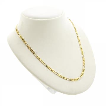 Bicolor gouden Figaro schakelketting, Ophalen of Verzenden, Gebruikt, Goud, Goud