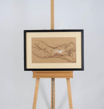 Johan Dijkstra (1896–1978) Atelier Dubbelportret | De Ploeg, Ophalen of Verzenden, Tekening, Gemengde techniek, Gesigneerd