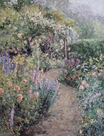 Chris van Dijk (1952) Impressionist -  Jardin à Corbigny, Antiek en Kunst