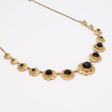 Ketting - 14 karaat Geel goud - Granaat / Bootjesketting