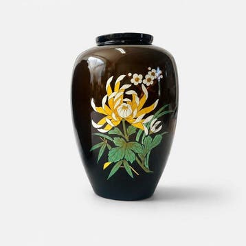 Japans Takaoka kunstmetaal bloemvaas – Chrysanthemum & Four, Antiek en Kunst