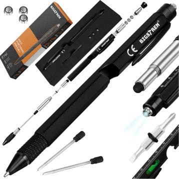 Bigstren Multitool pen 9-in-1 zwart met zaklamp, stylus,..., Ophalen of Verzenden, Nieuw