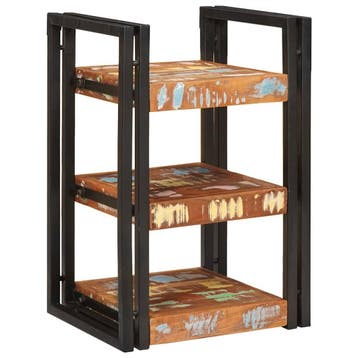 vidaXL Nachtkastje Bruin en zwart Massief gerecycled hout, Minder dan 45 cm, Verzenden, Nieuw, 55 tot 70 cm