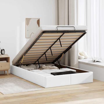vidaXL Bedframe zonder matras 120x190 cm kunstleer wit, Overige materialen, Verzenden, Wit, Nieuw