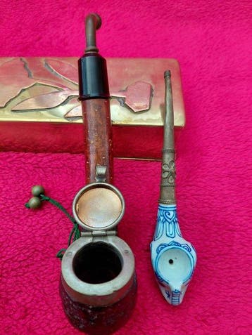 Zonder minimumprijs - Pijp - Hout, Porselein, Messing,, Nieuw