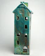 Urszula Despet - Kandelaar Uniek Raku Huis - Keramiek, Antiek en Kunst