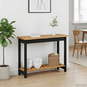 vidaXL Wandtafel EKAI Zwart 112 x 35 x 76 cm Massief, Huis en Inrichting, Verzenden, Nieuw, Grenenhout