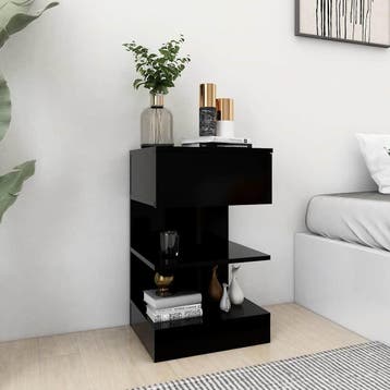 vidaXL Nachtkastje 40x35x65 cm bewerkt hout zwart, Minder dan 45 cm, Verzenden, Nieuw, 55 tot 70 cm