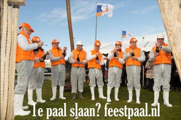 Feestpaal Houten heistelling 1e paal  feestelijke startbouw, Gebruikt, Overige