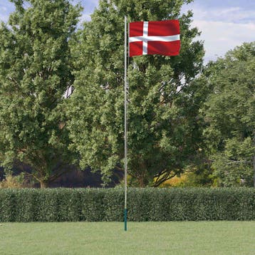 vidaXL Vlag met vlaggenmast Denemarken 6,08 m aluminium, Diversen, Verzenden, Nieuw