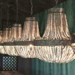 Grote handgemaakte Kralen Hanglamp Ø 52 cm - ACTIE !, Ophalen of Verzenden, Nieuw, Hout, 50 tot 75 cm