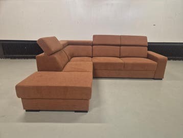 50% SHOWROOM OUTLET - HOEKBANK RIO - COGNAC - MEUBEL SALE, 250 tot 300 cm, Hoekbank Rio, uitverkoop, sale, korting, meubels, verstelbaar