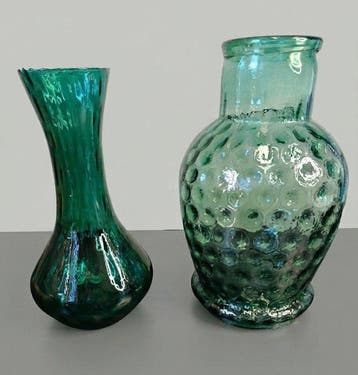 Vaas (2) - Glas - geblazen glas, type Biot, Antiek en Kunst