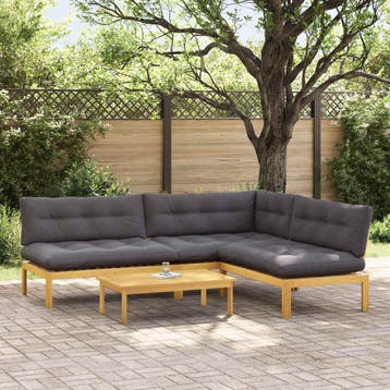 vidaXL 4 Stuk Garden Pallet Sofa Units Massief Acaciahout, Tuin en Terras, Verzenden, Nieuw, 4 zitplaatsen