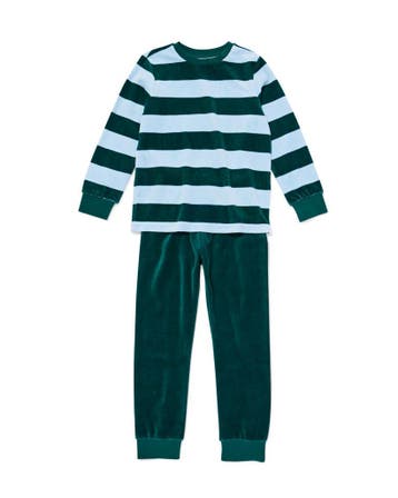 HEMA Kinderpyjama velours strepen groen, Verzenden, Nieuw